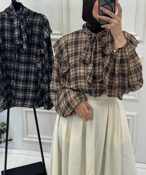 VINTAGE BLOUSE MET RUITPATROON