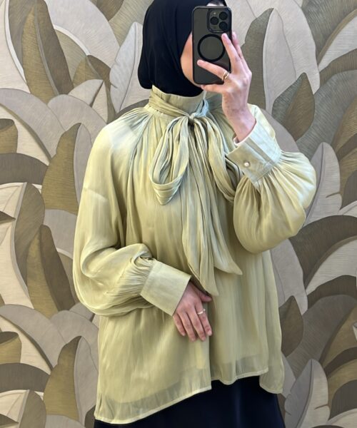 HIGH NECK BOW BLOUSE