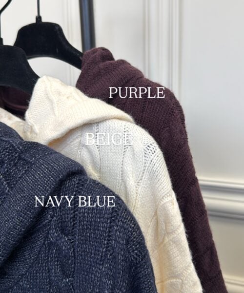 Alternative view of CABLE KNIT HOODED
