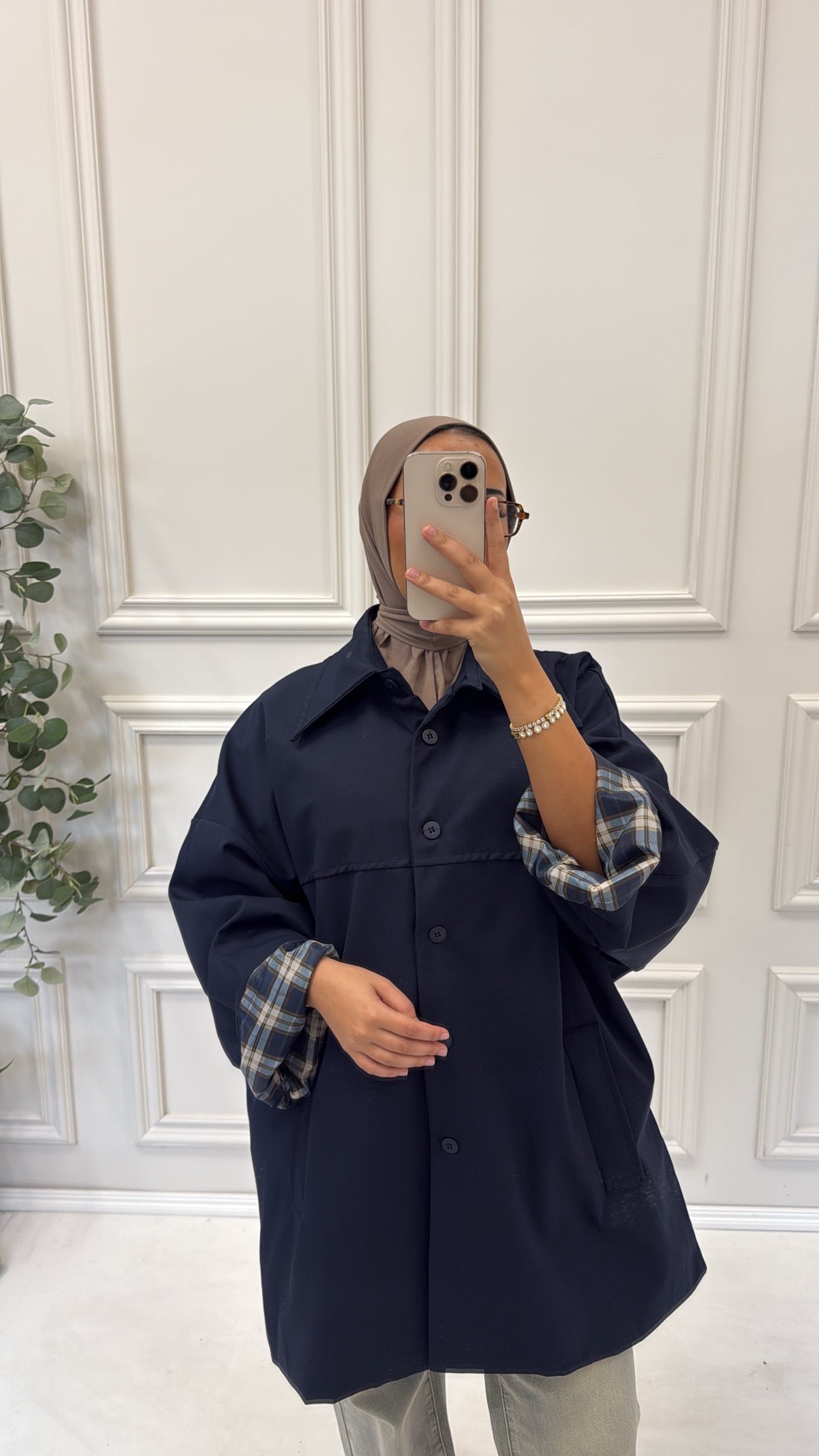 TRENCHCOAT MET RUITJESPATROON