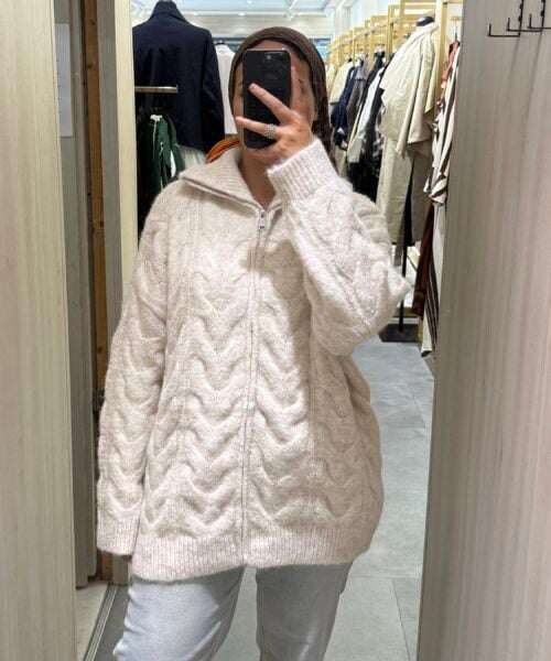KNITTED ZIP CARDIGAN