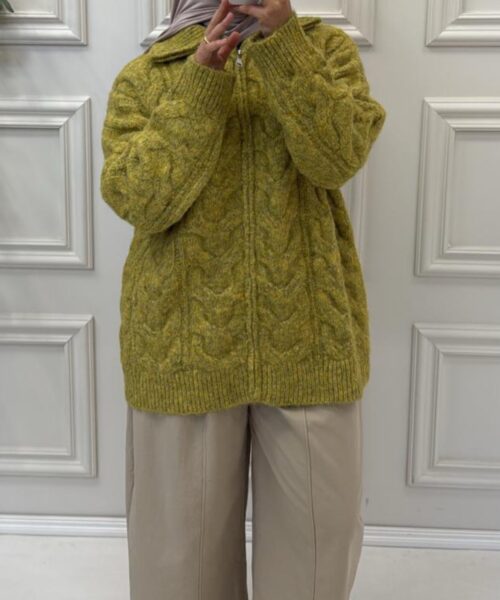 KNITTED ZIP CARDIGAN