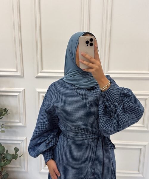 Alternative view of CHECKERED WRAP DRESS