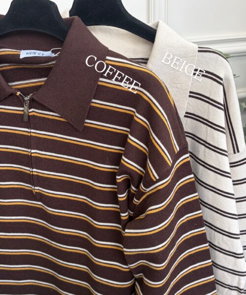 Alternative view of STRIPED QUARTER-ZIP SWEATER