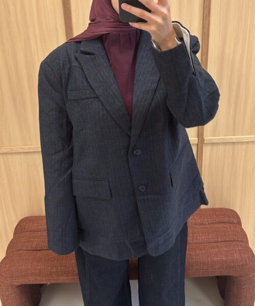 Alternative view of WOOL-LOOK STRIPED BLAZER