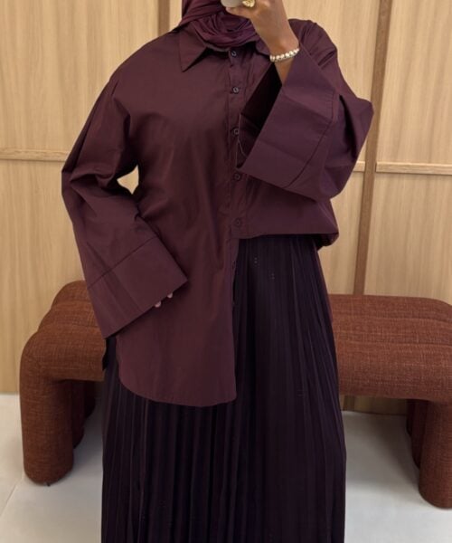 KATOENEN OVERHEMDBLOUSE