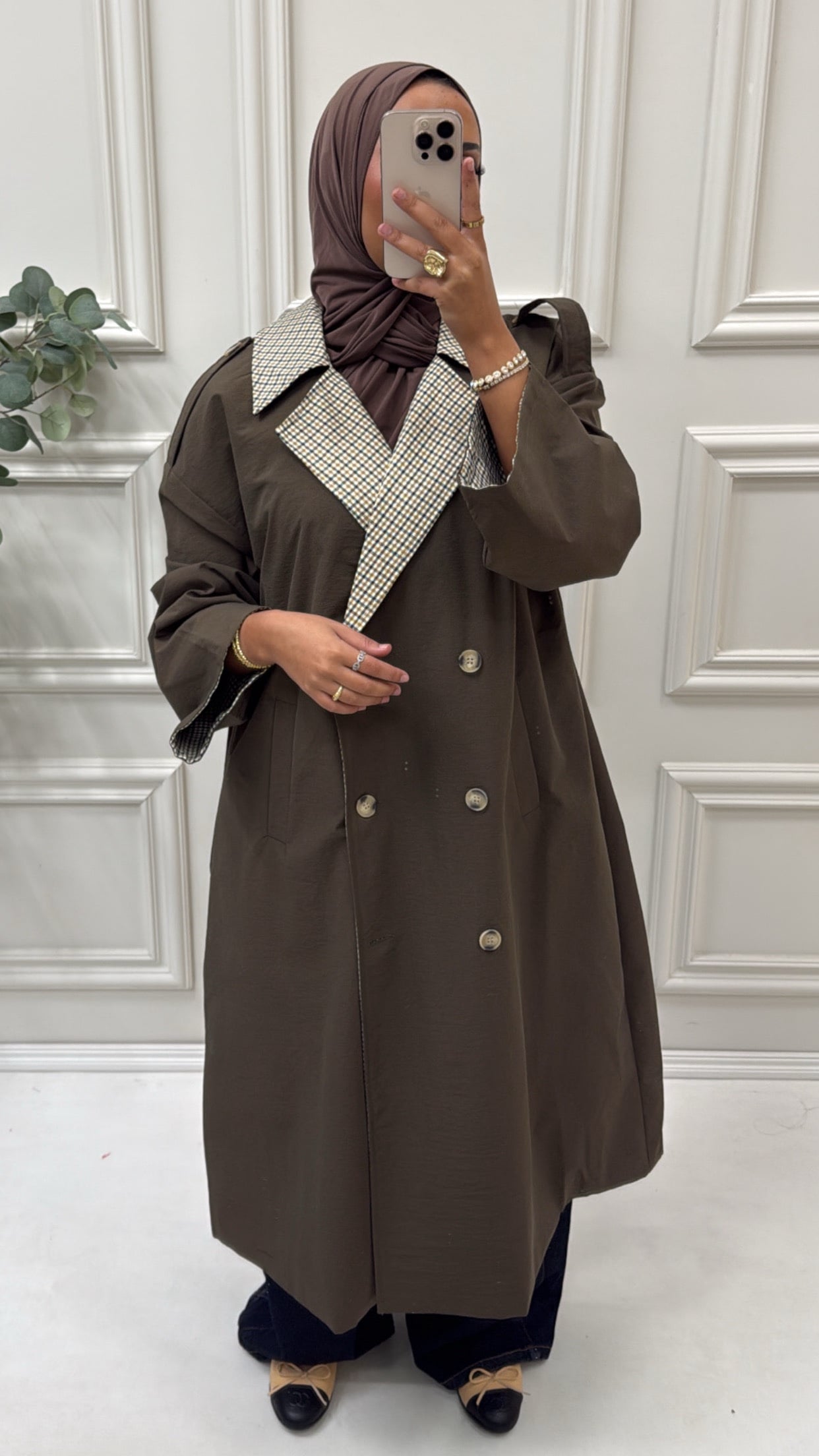 PLAID CONTRAST COAT